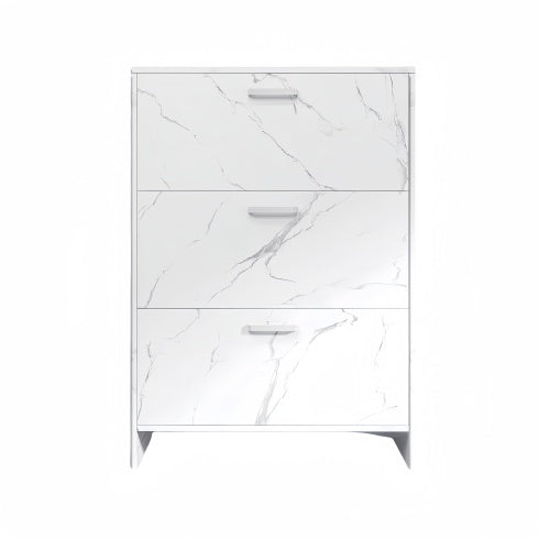 Viva Aria High-Gloss White Marble 3-Door Shoe Cabinet