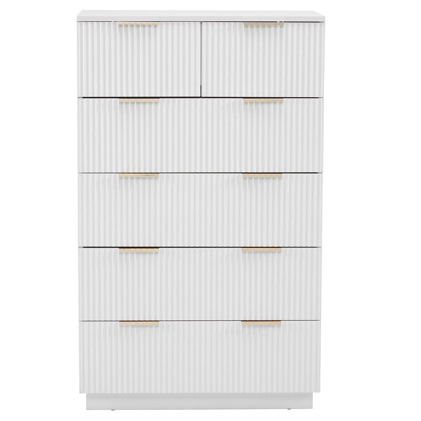 White P2 Density Board, Corrugated Surface, Five Layers And Six Drawers, Chest Of Drawers