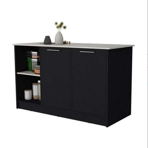 Viva Noir Onyx Double-Door Kitchen Island Cabinet