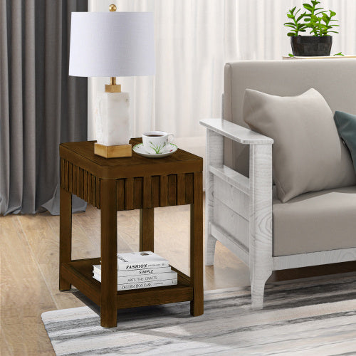 Rustic 25-Inch Rectangular Farmhouse Coffee Table with Storage Rack – Stylish & Functional for Living Rooms