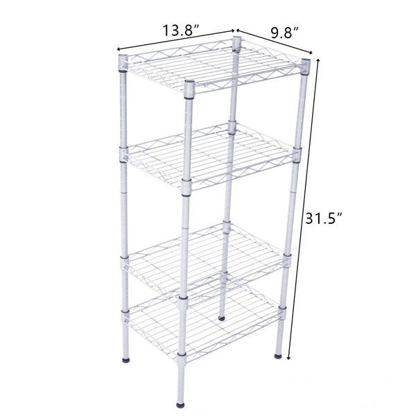 Rectangular Four Story Household Storage Rack, Silver Gray