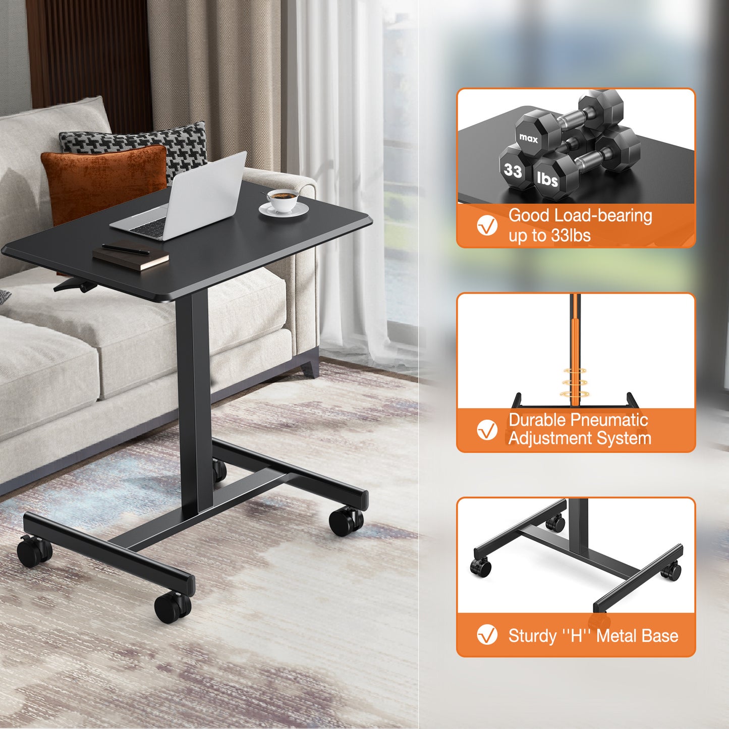 Viva Smart Living Collection: Rolling Adjustable Laptop Cart & Overbed Table
