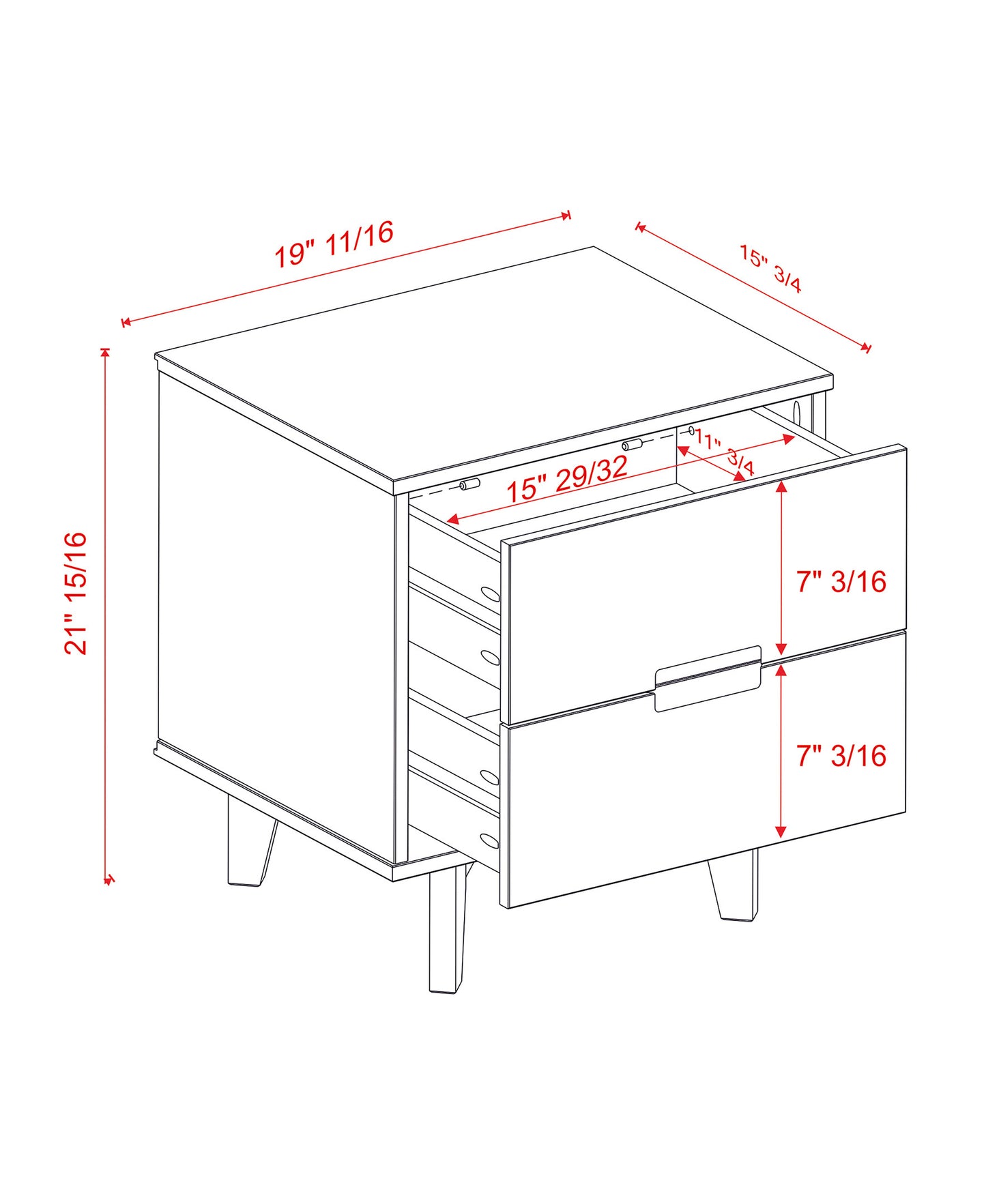 Viva Solstice Mid-Century 2-Drawer Nightstand