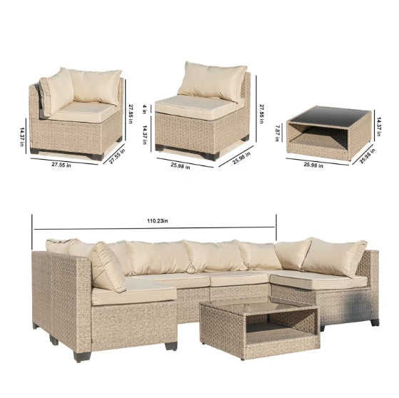Viva Smart Living Collection: 7‑Piece Outdoor Wicker Patio Set