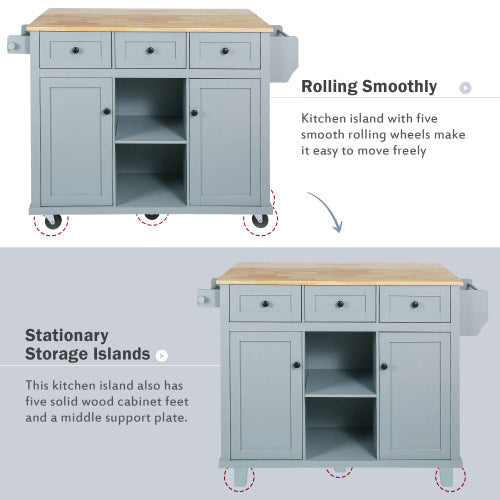 Viva Atelier Meridian Flex Rubberwood Kitchen Trolley with Folding Leaf Countertops