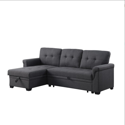 Viva Elite Slate Dark Gray Linen Sleeper Sectional Sofa - The Future of Versatile Luxury