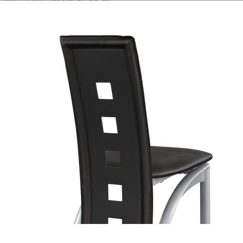 Set Of 2pc Modern Style Counter Height Chairs Metal Base And Leather Upholstered Back