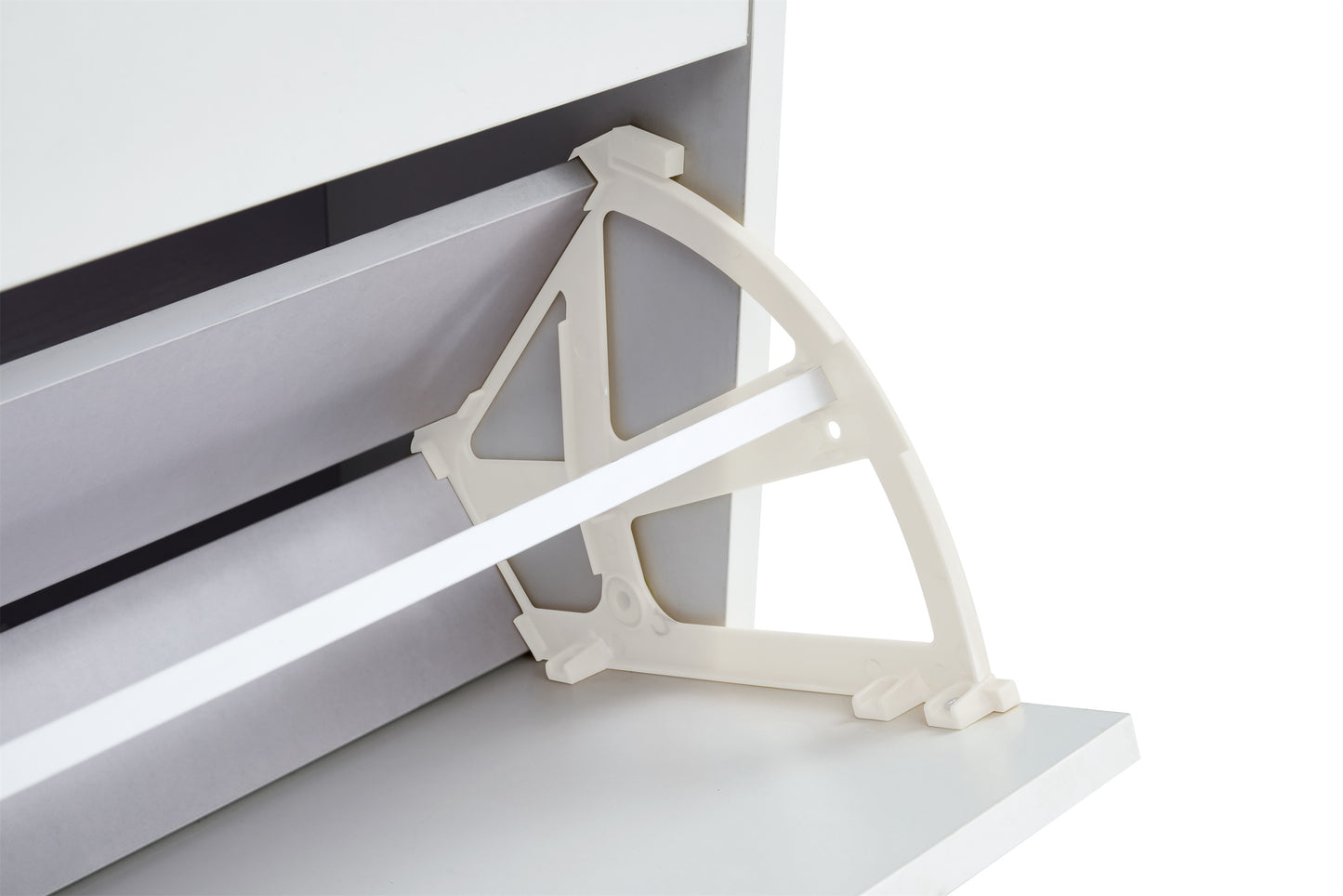 Shoe Cabinet , Shoe Storage Shelves, Metal Leg, White