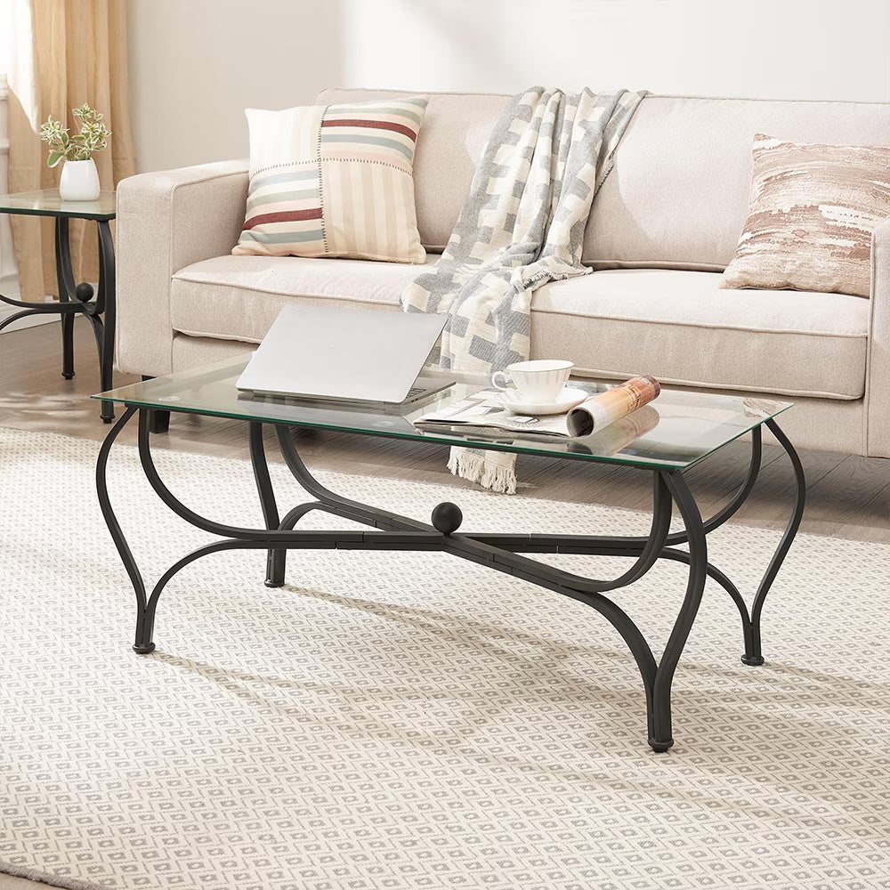 Viva Essentials Collection: 3-Piece Tempered Glass Coffee Table Set
