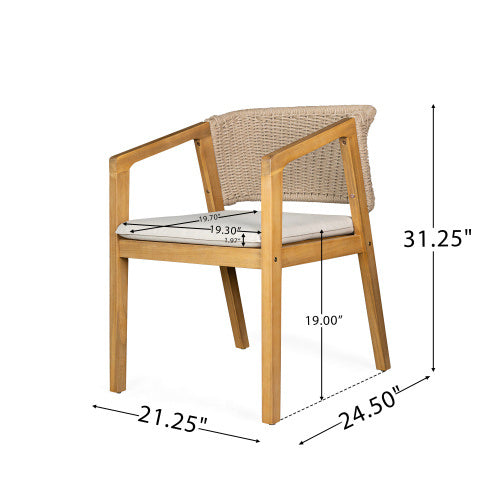 Viva Terrace Collection: The Marlowe Acacia Wood Rope-Back Chairs (Set of 2)