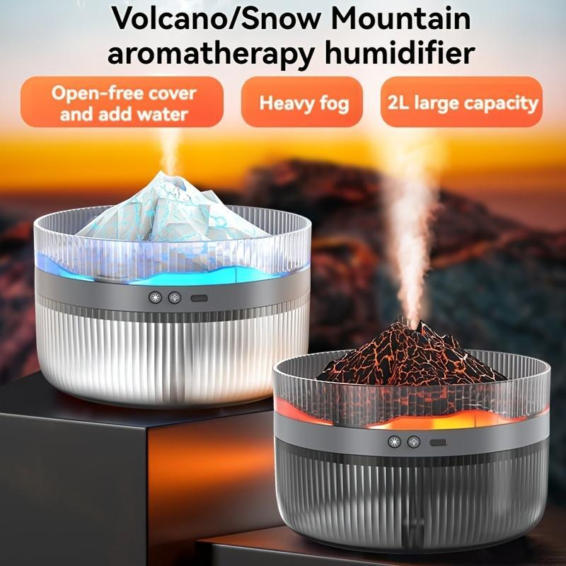 2-Color LED Volcano Flame Light Humidifier – 2L Large Capacity Aromatherapy Diffuser