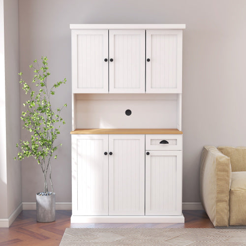 Viva Atelier Aurora White Freestanding Microwave Storage Cabinet