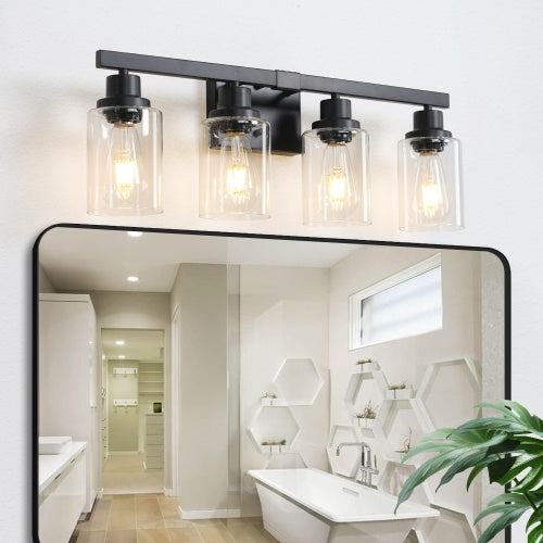 4-Light Farmhouse Bathroom Vanity Wall Sconce - Rustic Industrial Dresser Light Fixture