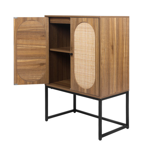Natural Rattan Cabinet with Built-in Adjustable Shelves – Timeless Elegance for Your Home