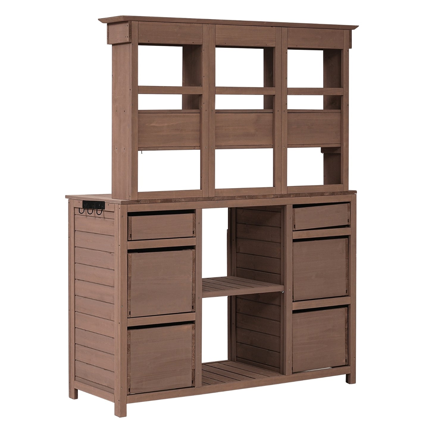Video Provided TOPMAX Garden Potting Bench Table, Rustic And Sleek Design With Multiple Drawers An