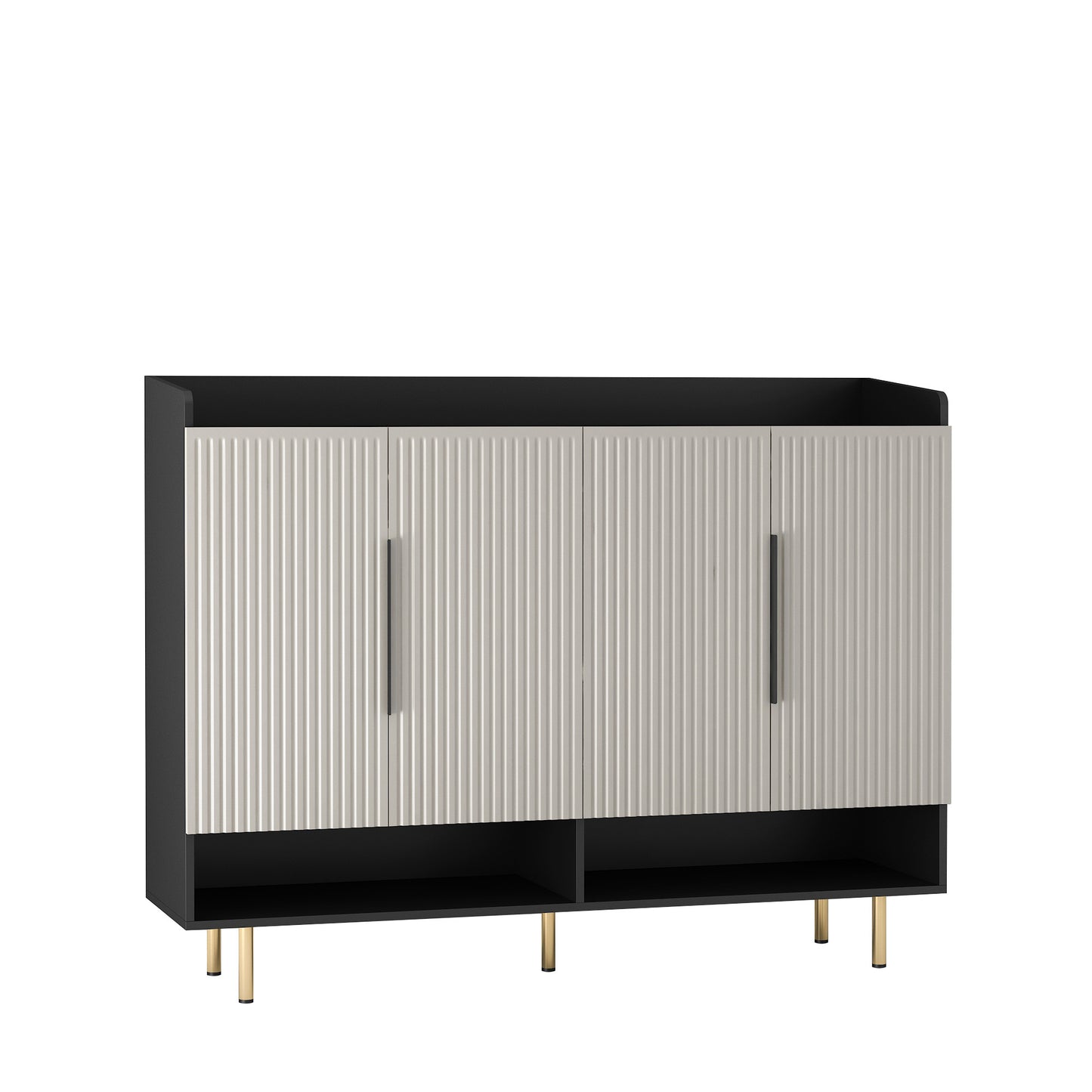 Sideboard,Shoe Cabinet With 4 Doors Large Modern Shoe Storage Organizer Cabinet With Adjustable Shelves For Entryway Black Shoe Rack Cabinet For Living Room, Bedroom