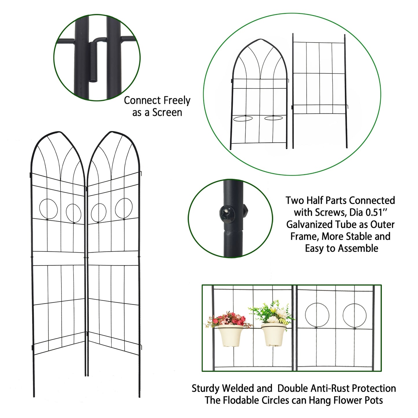 4 Pack Metal Garden Trellis Rustproof Trellis For Climbing Plants Outdoor Flower
