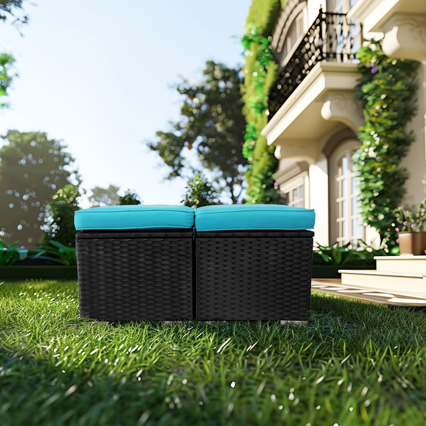 Viva Outdoor Essentials – Multipurpose Wicker Ottomans Set