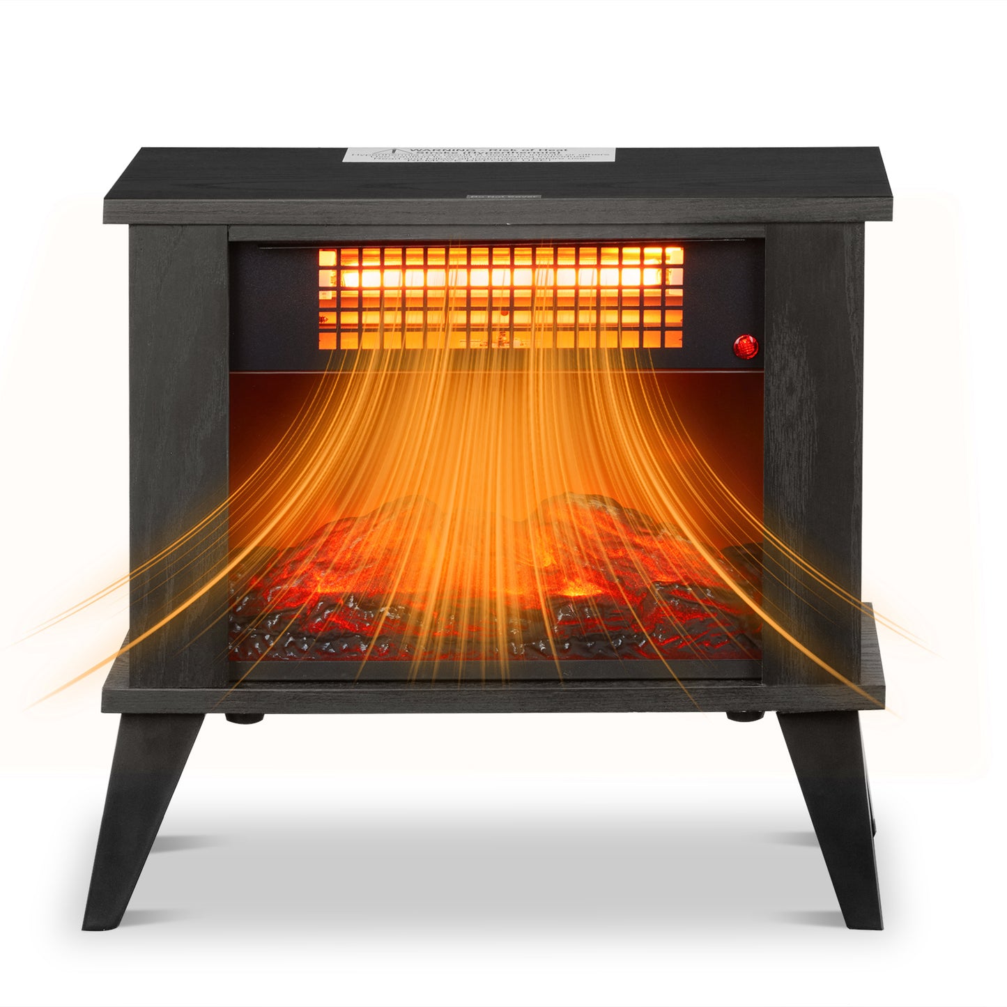 ZOKOP HT1287B 15'' Freestanding Electric Fireplace - Elegant Black Wood Finish, 1000W Quartz Tube Heater with Dual Temperature Control