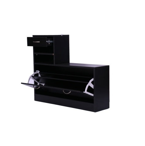 Modern 3-in-1 Entryway Storage Cabinet with Shoe Rack, Coat Hanger, and Mirror