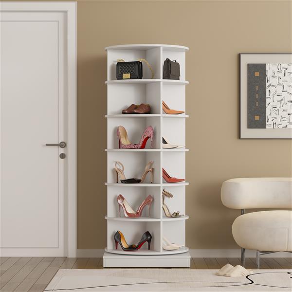 30-Inch 360° Rotating Shoe Cabinet – 6-Tier Smart Storage Solution