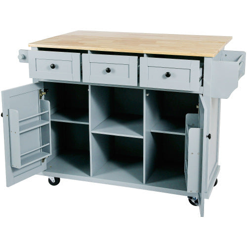 Viva Atelier Meridian Flex Rubberwood Kitchen Trolley with Folding Leaf Countertops