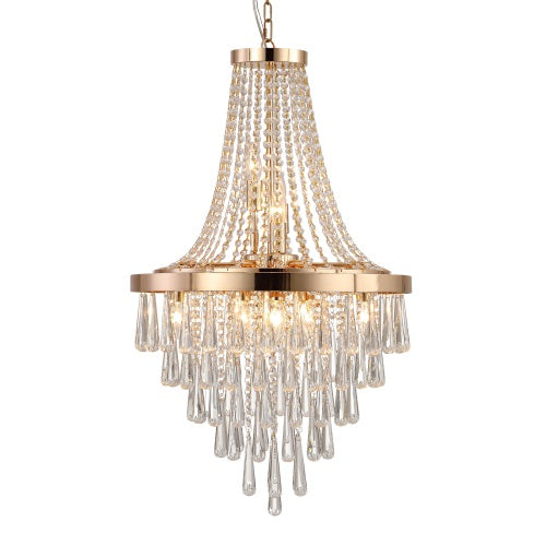Golden Crystal Chandelier - Luxurious 5-Tier Modern Lighting for Elegant Interiors