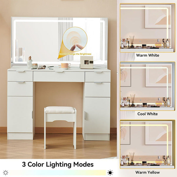 Viva Elite Modern Professional Vanity Set with 3-Mode LED Mirror - The Future of Executive Beauty
