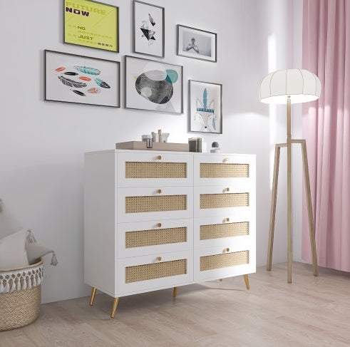Viva Elite White Rattan 8-Drawer Chest Collection - The Future of Textural Elegance
