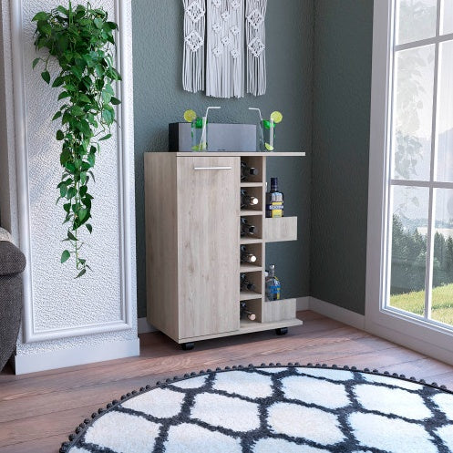 Plate Structure Dining Cabinet With Universal Wheel Trolley