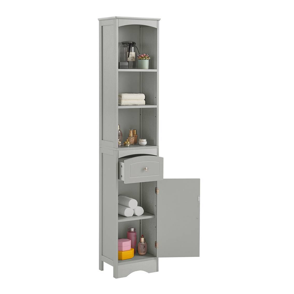 Tall Bathroom Storage Cabinet with Adjustable Shelves & Drawer – Maximize Your Space with Elegance