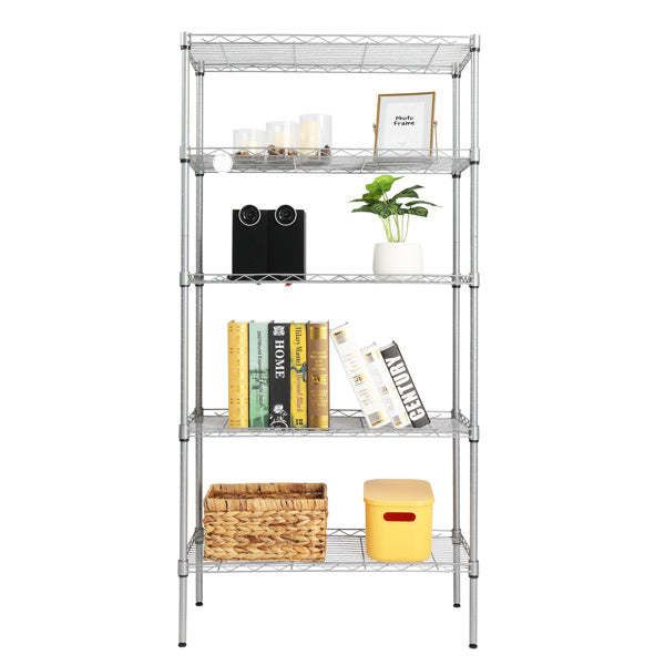 Viva Urbane Collection: Viva Urbane 5-Tier Silver Gray Metal Storage Rack