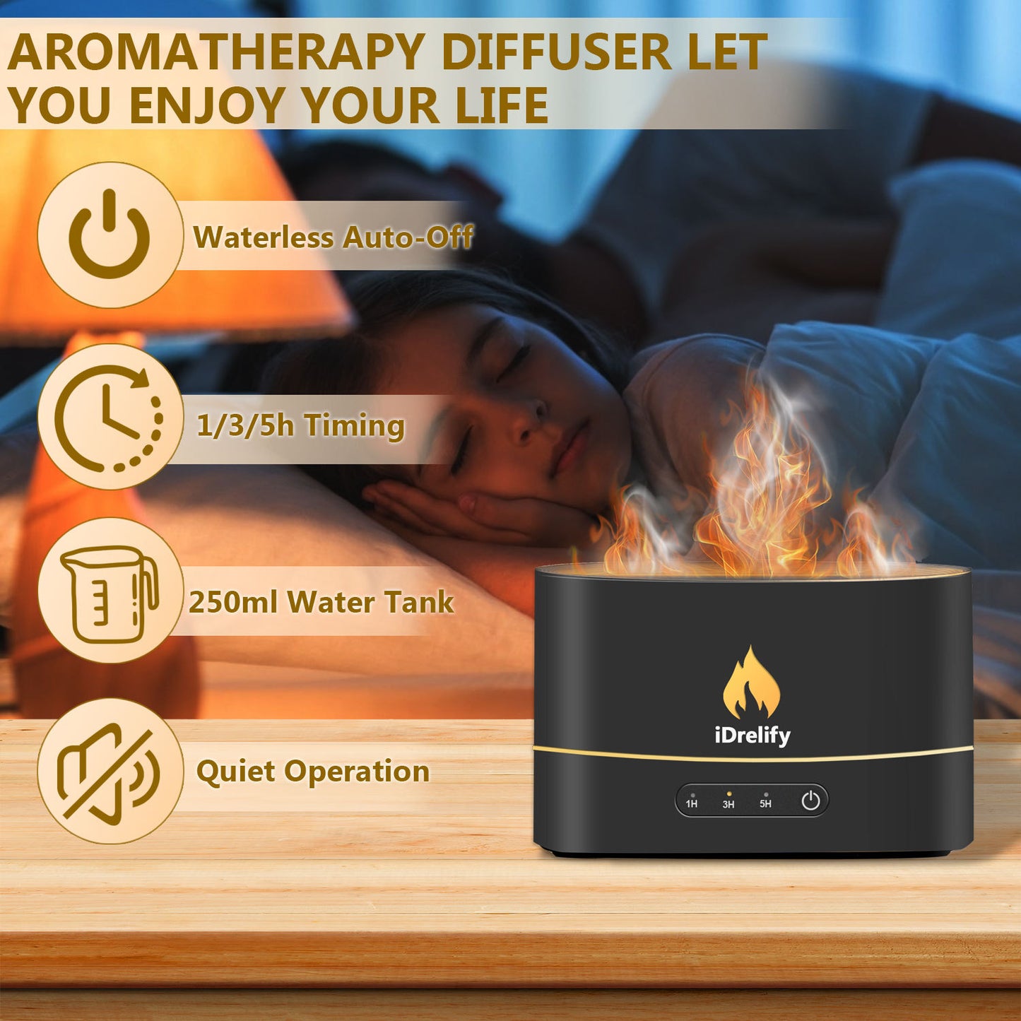 Flame Aroma Diffuser | Stylish Essential Oil Diffuser for Home & Office | Relaxing Aromatherapy & LED Flame Effect
