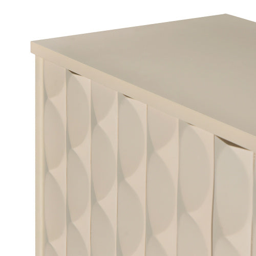 Modern 4-door Sideboard With Convex Doors And 2 Silver Handles For Living Room, Dining Room, Kitchen