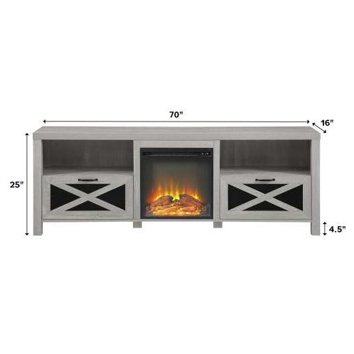Viva Atelier Industrial Farmhouse Metal Mesh TV & Fireplace Stand