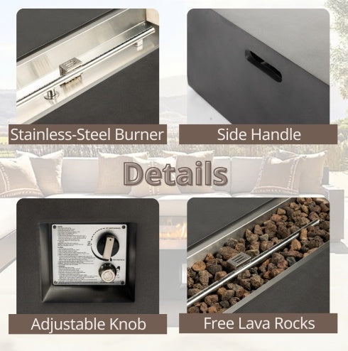 Viva Outdoor Collection: 50,000 BTU Rectangular Gas Fire Pit