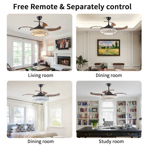 Modern LED Retractable Ceiling Fan with Light and Remote Control - Smart & Stylish Airflow Solution
