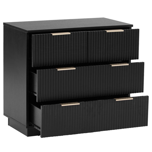 Viva Noir Vague Collection: Viva Noir Vague 4-Drawer Wave Nightstand