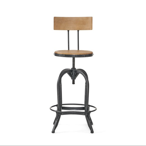 Viva Elite Adjustable Swivel Bar Stool with Fir Wood Seat