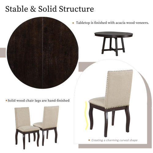 Viva Essentials Collection: 5-Piece Farmhouse Wooden Dining Table Set