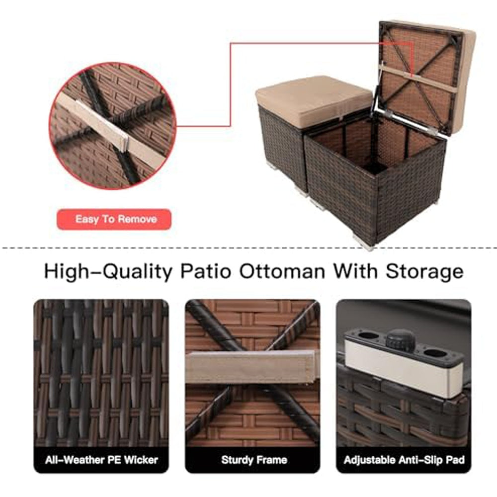 Viva Outdoor Essentials – Multipurpose Wicker Ottomans Set