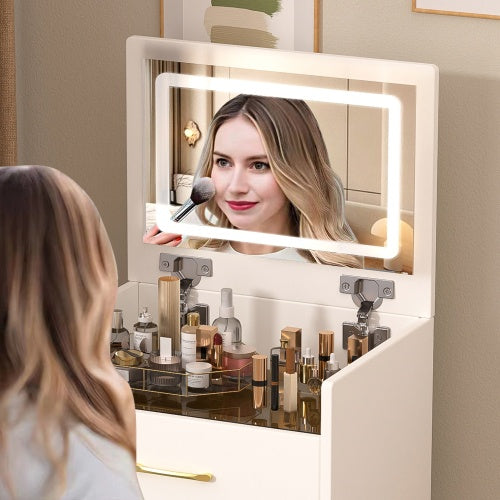 💄 3-in-1 Vanity Desk with Open-Top Mirror – Elegant & Space-Saving Makeup Vanity Set