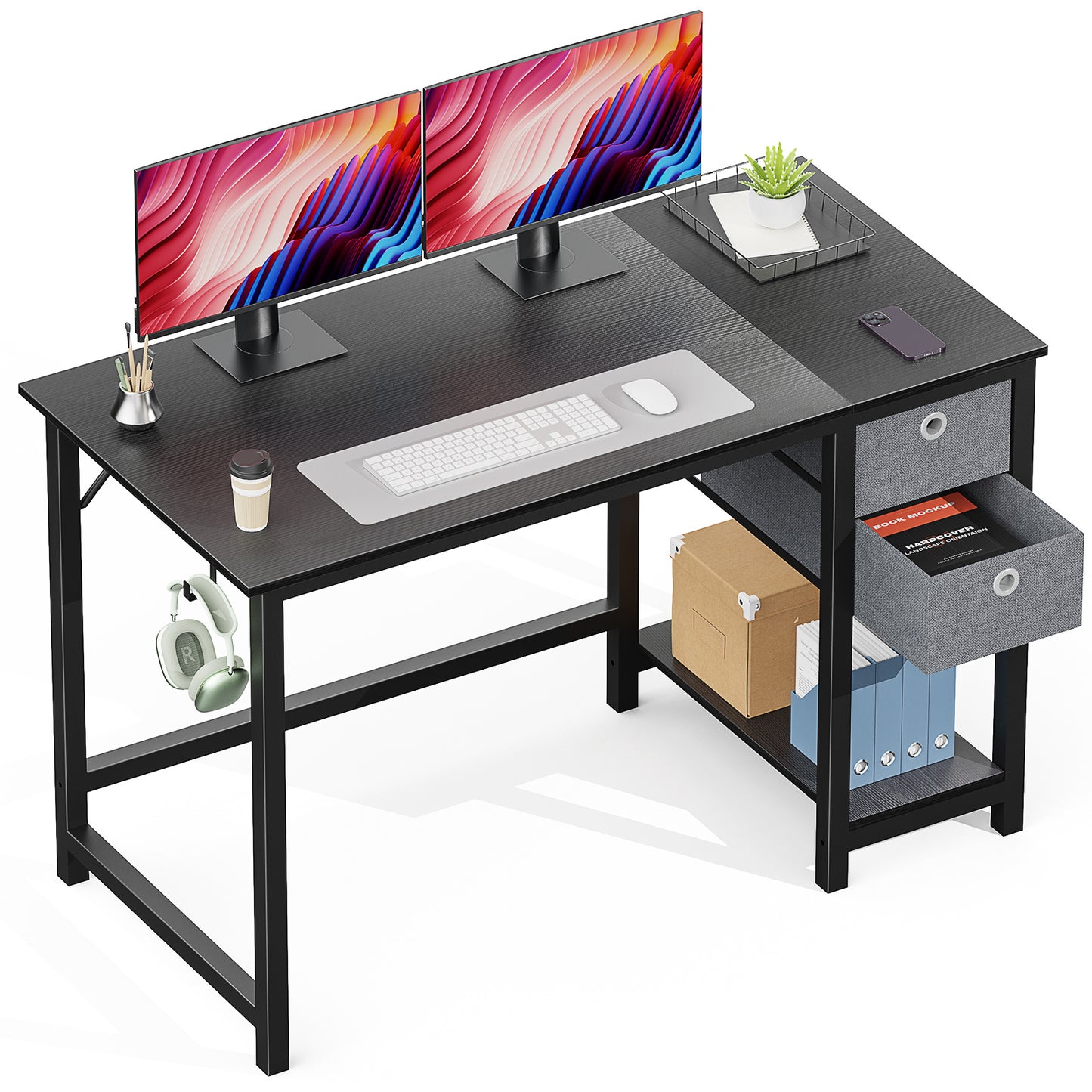 Viva Smart Living Collection: Walnut Computer Desk with Storage Drawer