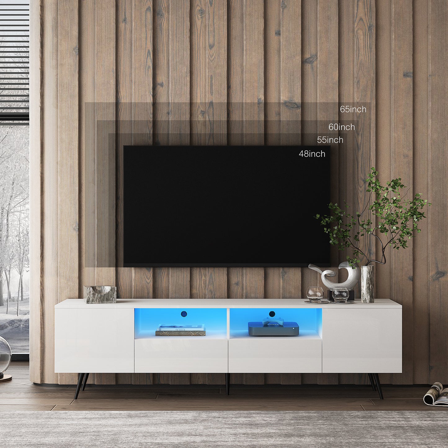 Viva Screenlight Collection: Modern White LED TV Stand