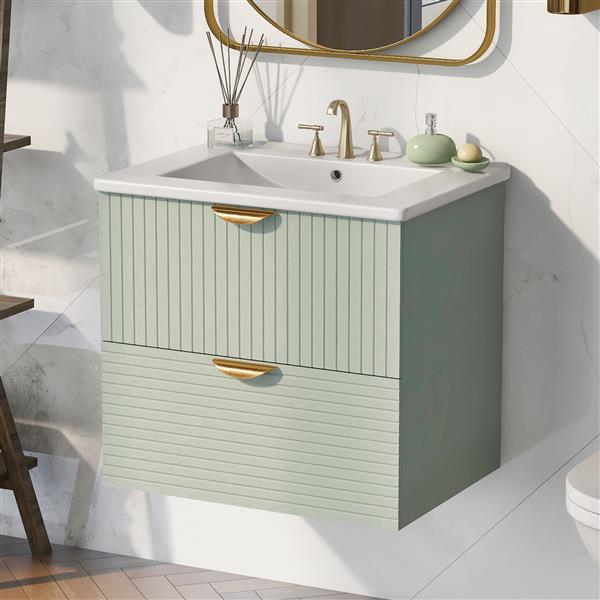 🚿 Modern 24-Inch Wall Mounted Bathroom Vanity – Sleek & Space-Saving Design