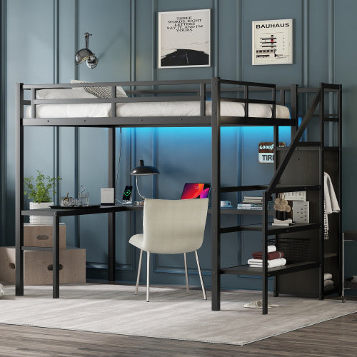 Full-Size Loft Bed with L-Shaped Desk & Wardrobe β Smart & Stylish Living Solution