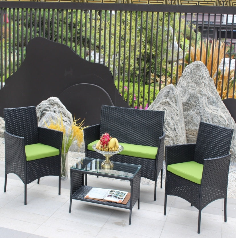 🌿 Viva Solace™ 4-Piece Rattan Patio Furniture Set – Outdoor Elegance, Everyday Comfort