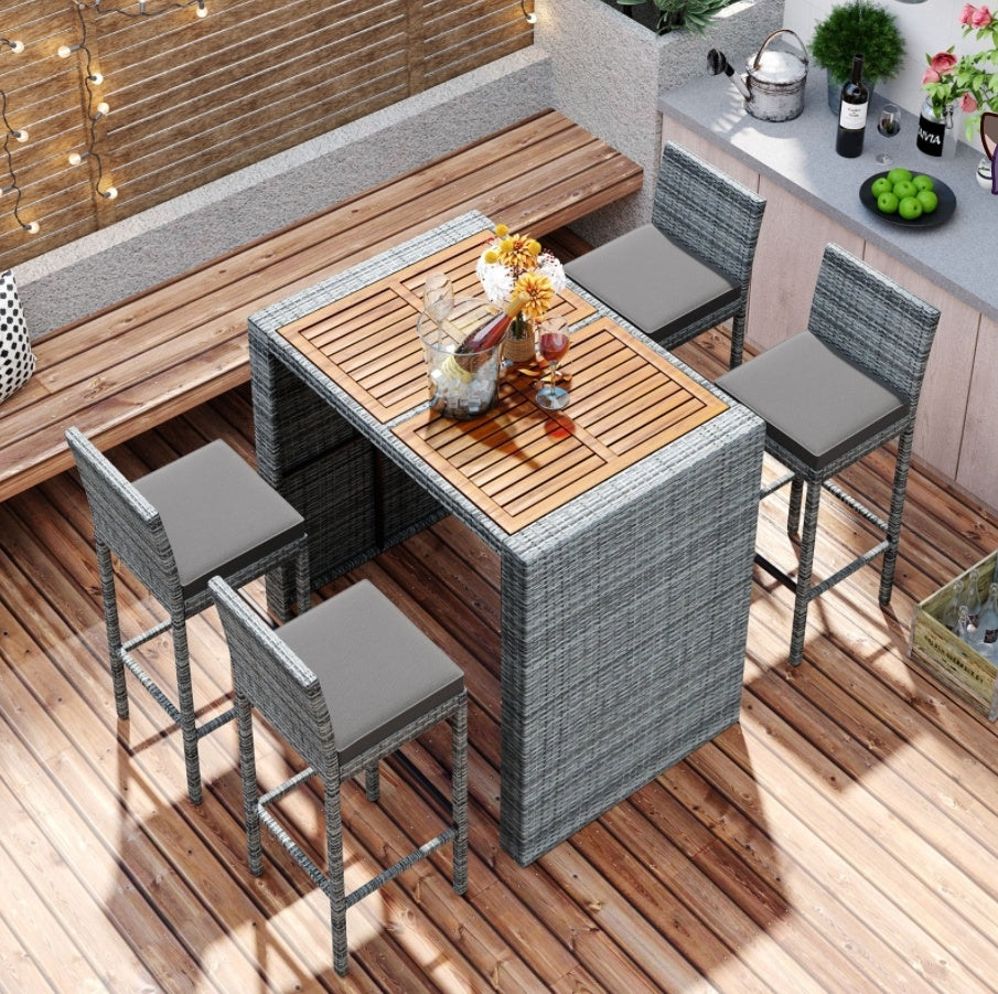 Viva Outdoor Collection: 5-Piece Wicker Patio Bar Set
