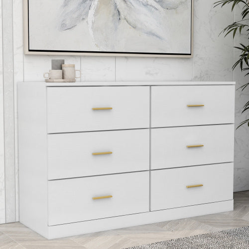 Viva Elite Modern White 6-Drawer Vanity Console - The Future of Minimalist Sophistication