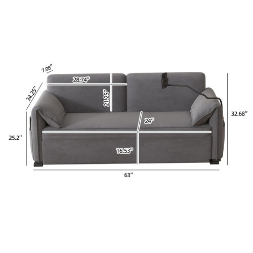 Viva Comfort Series: 63-Inch Velvet Multi-Mode Sofa Bed